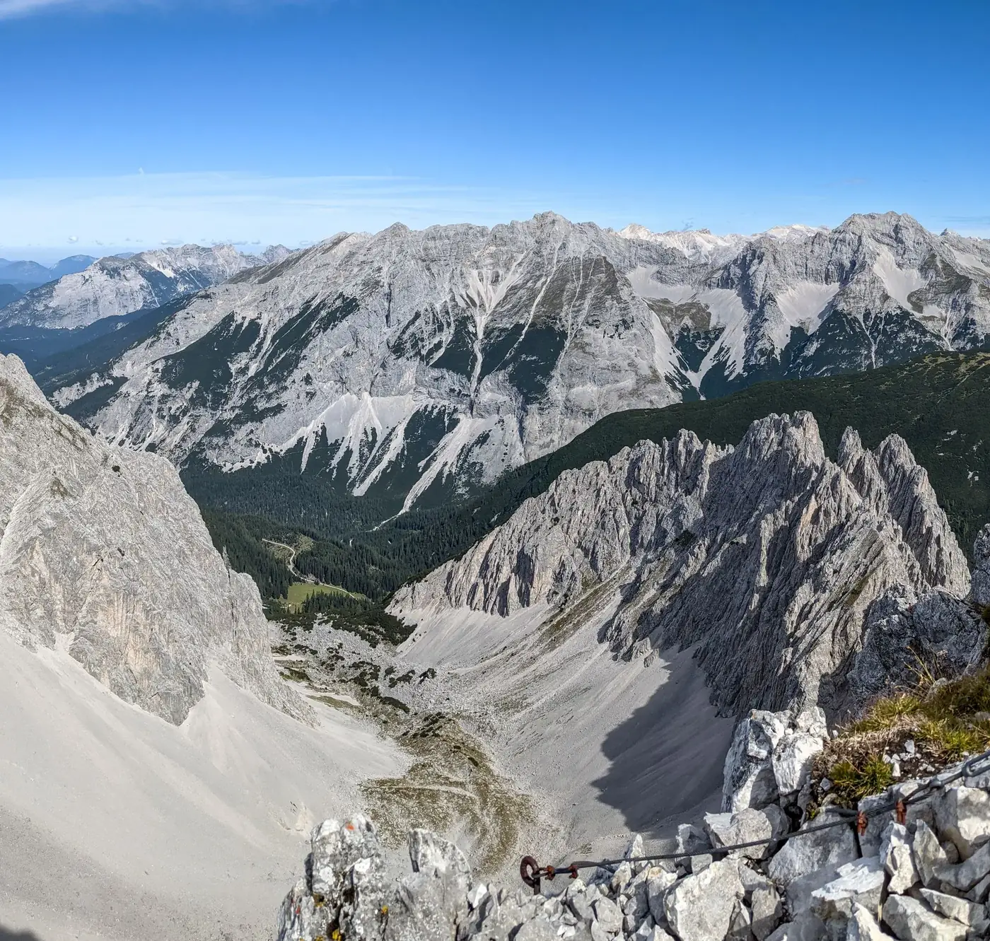Breathtaking birds-eye view of the Nordkette mountain range in Innsbruck, Austria.