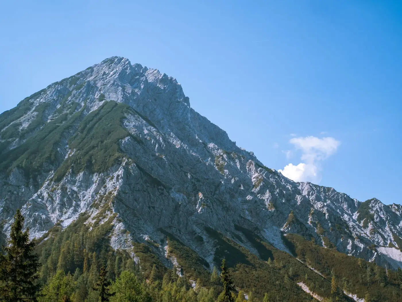 Beautiful rocky mountain scenery in Villach, Austria on a clear day.