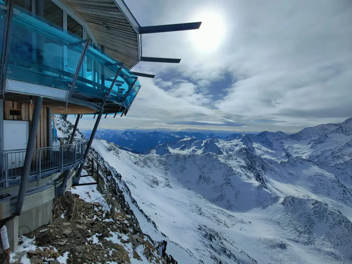Breathtaking view from a mountain restaurant in Obergurgl, Austria.